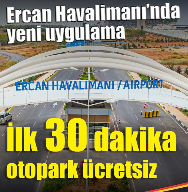 В аэропорту Эрджан вводится новая система парковки: первые 30 минут бесплатно